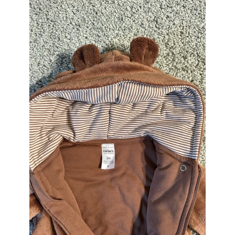 Carters Baby One Piece Teddy Bear Suit Footed Zip Up Size‎ 3M Just One You